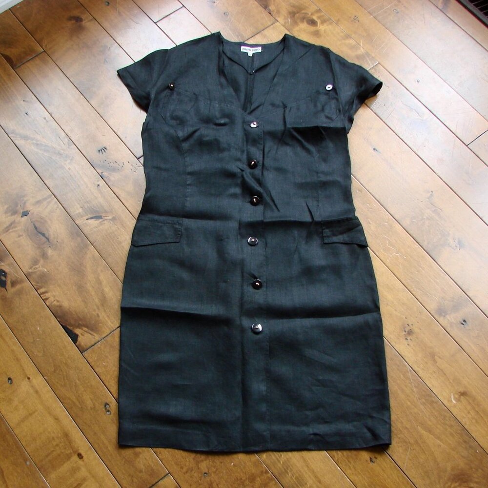 Chic Black Button-Down Midi Dress